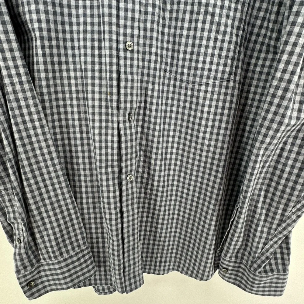 Banana Republic Soft Wash Slim Fit Shirt Mens XXL Grey Navy Gingham Check Cotton